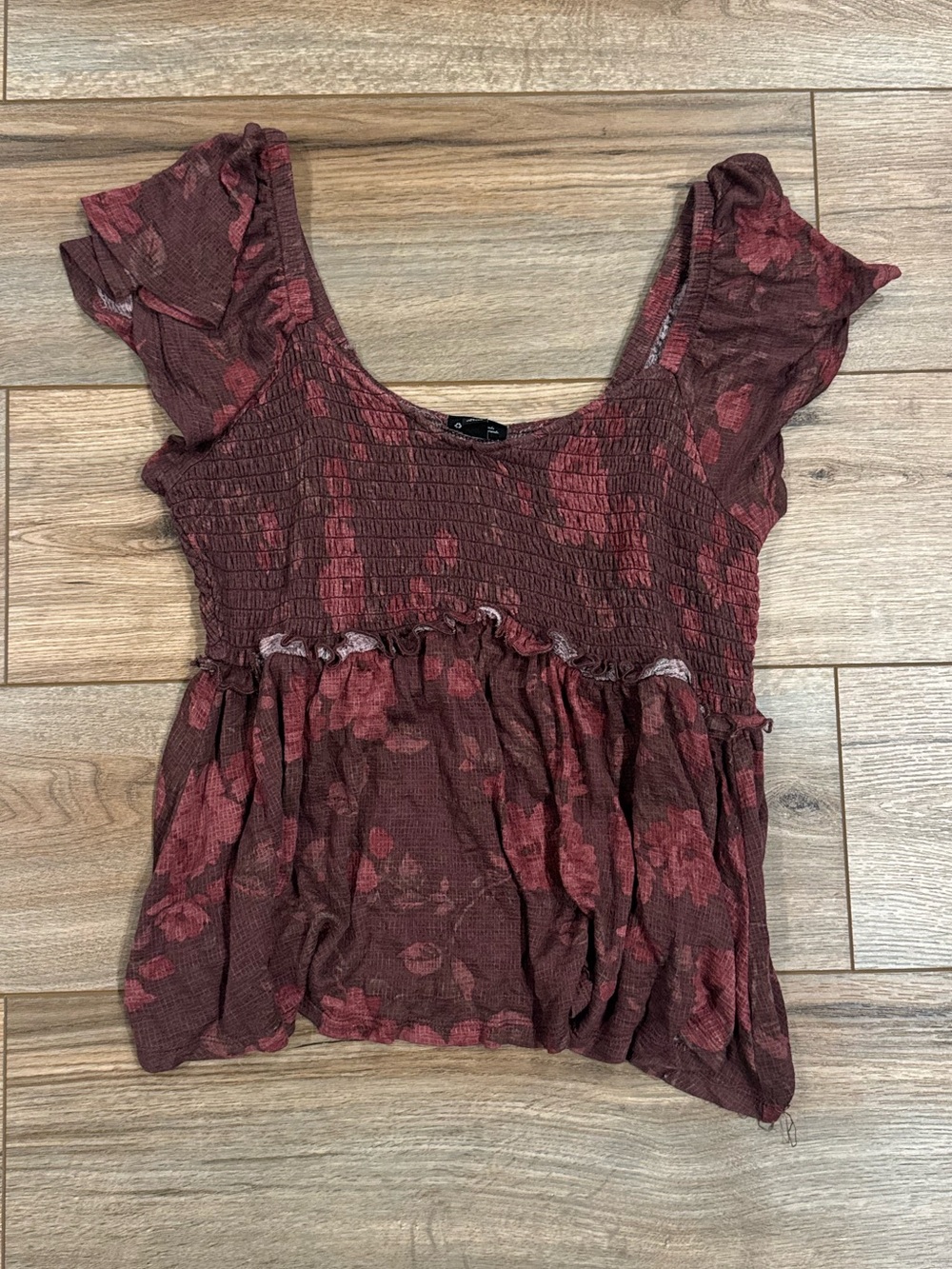TORRID Boho Style Burgundy Floral Print Flowy Tank Top Blouse | Size Medium